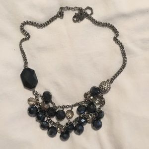 Midnight black and silver beaded necklace